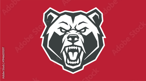 Aggressive Bear Head Logo Mascot.