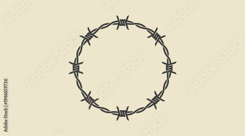 Barbed Wire Circle Frame Illustration.