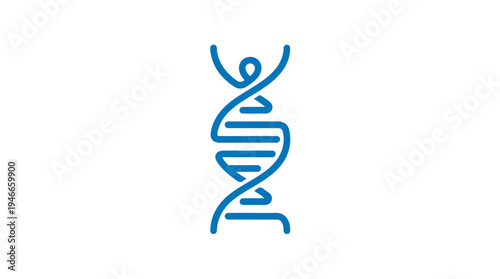 Blue DNA Helix Icon Representing Genetics and Science.