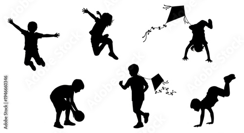 Children Playing Outdoor Silhouettes.