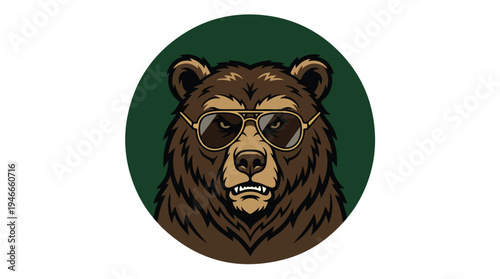 Cool Bear Wearing Sunglasses Portrait.