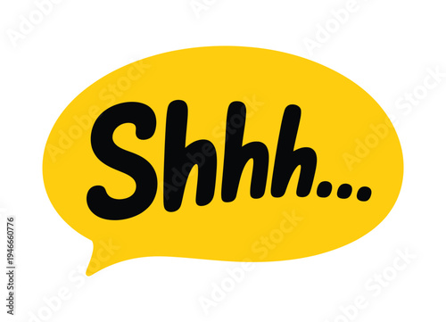 SHHH Text Vector Illustration, doodle design calling for silence, “Shh, hey you, keep your voice down” concept, printable graphic tee, fun typography for print, digital media, and apparel design.