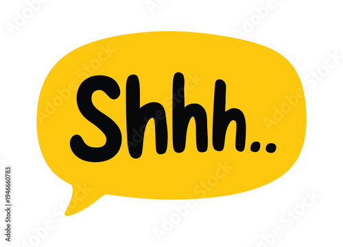 SHHH Text Vector Illustration, doodle design calling for silence, “Shh, hey you, keep your voice down” concept, printable graphic tee, fun typography for print, digital media, and apparel design.