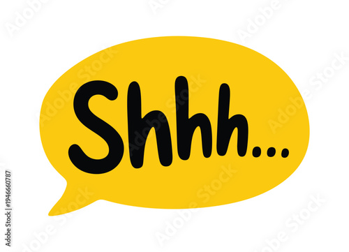 SHHH Text Vector Illustration, doodle design calling for silence, “Shh, hey you, keep your voice down” concept, printable graphic tee, fun typography for print, digital media, and apparel design.