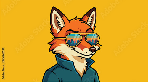 Cool Fox Wearing Sunglasses and a Jacket.