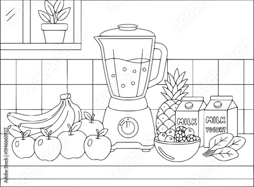 Seafood platter with a cute lobster and octopus for children coloring page