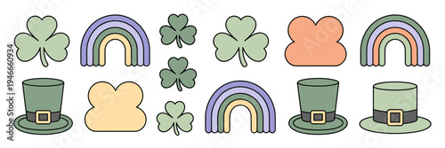 Pastel St Patrick’s Day planner stickers – Ideal for Cricut crafts, bullet journaling, or holiday stationery.