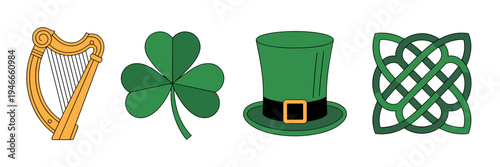 Irish cultural heritage icon pack – Ideal for tourism materials, history blogs, or holiday design.