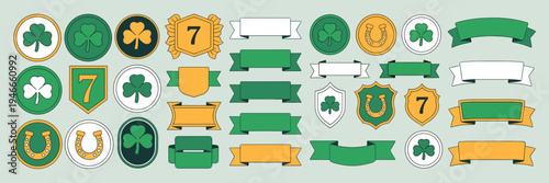 St Patrick's Day seal and ribbon icons – Perfect for certificates, holiday gifts, or event badges.