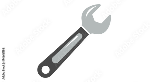 Adjustable wrench icon, tool for repair and maintenance, isolated on white background