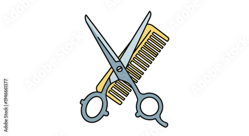 Barber Scissors and Comb Icon - Hairdressing Tool Symbol