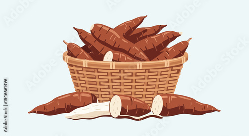 Basket of Cassava Roots