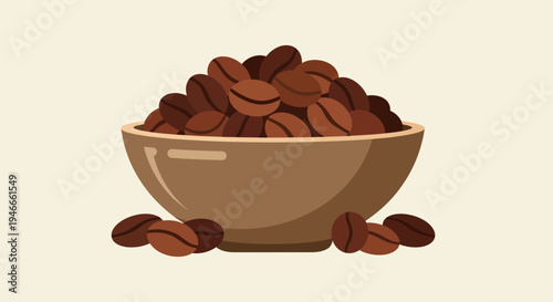 Bowl of Roasted Coffee Beans - Fresh Aroma and Energy Concept