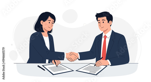 Business partners shaking hands over contract, agreement, partnership, success, teamwork