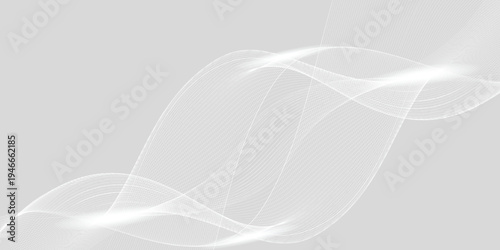 Futuristic abstract background with glowing wave. Shiny moving lines design element. Modern grey gradient flowing wave lines. Technology concept. Vector