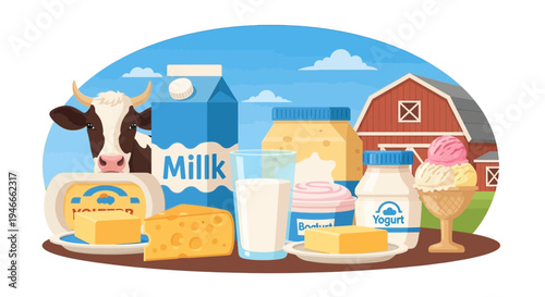 Farm Fresh Dairy Products: Milk, Butter, Cheese, Yogurt, Ice Cream