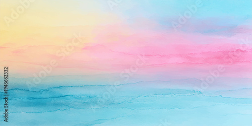 Abstract watercolor washes in a blend of serene hues: soft yellow, delicate pink, and vibrant blue. This image embodies calm and freedom.