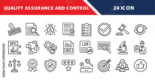Quality Assurance and Control Icons Set for Business and Industry