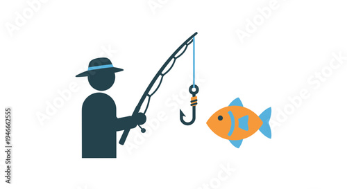 Fisherman Catching Fish Icon