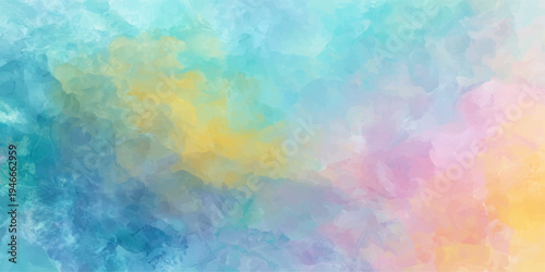 Abstract dreamy image with a spectrum of vibrant watercolor strokes creating a unique and artistic. The blend of pastel hues evokes a sense of tranquility and creativity. 