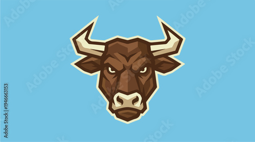 Fierce Bull Head Mascot Logo Design.