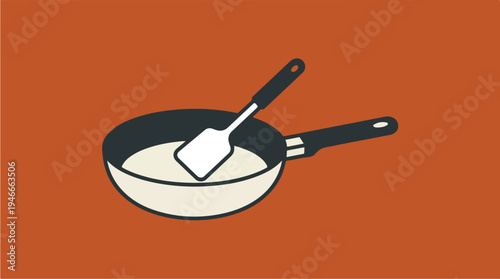 Frying Pan with Spatula Cooking Utensils.