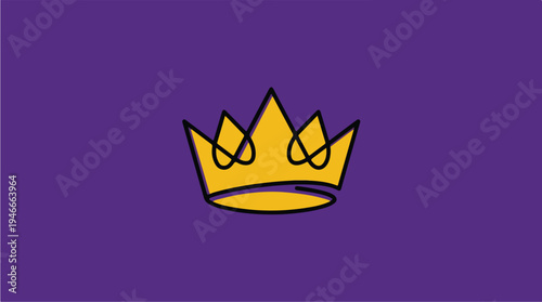 Golden Crown on Purple Background Minimalist Icon.