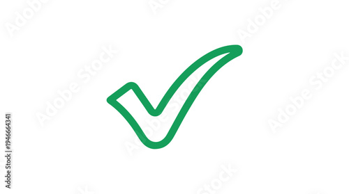 Green Check Mark Symbol Isolated on White Background.