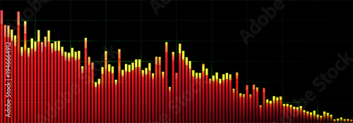 Financial Collapse Negative Growth Spend Background, Finance Global Economy Crisis. Economic Downturn Chart, Red Graph Inflation, Loss Trend Fall Dynamic Stock Trade Risk Report. Vector Illustration