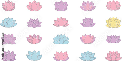 Pastel lotus flowers pattern soft colors floral