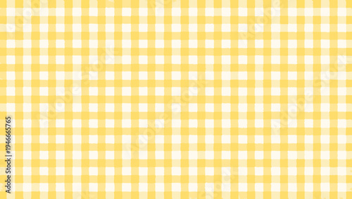 A bright yellow and white checkered pattern fills the entire frame
