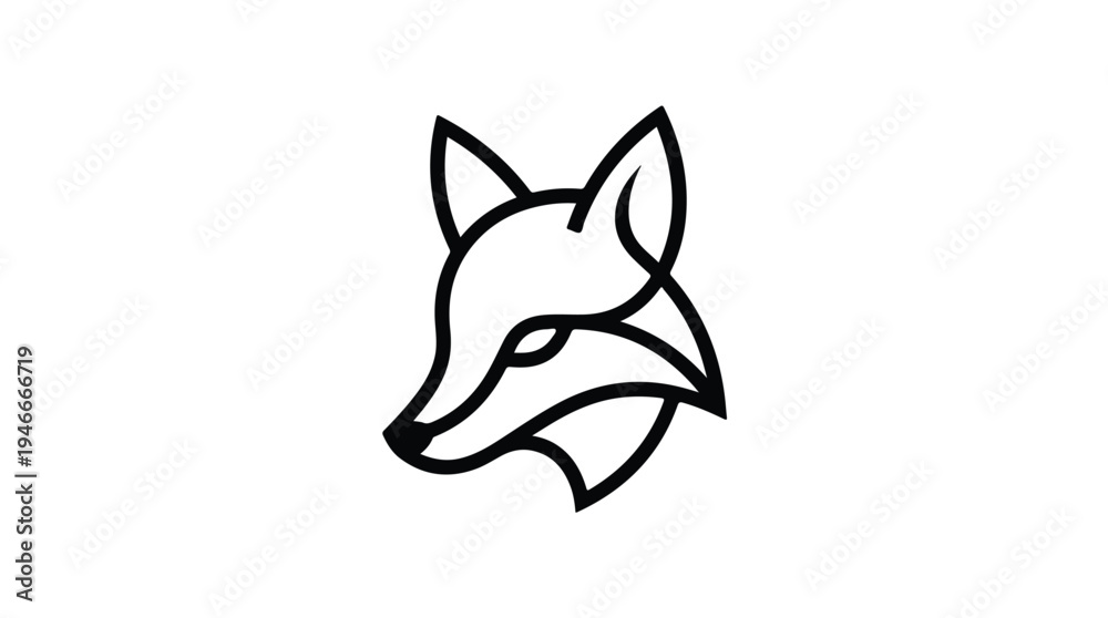 Fototapeta premium Minimalist Fox Head Logo Design Vector Art.