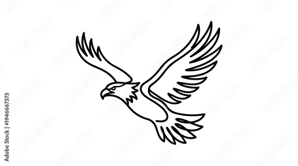 Fototapeta premium Minimalist Line Art Eagle in Flight.