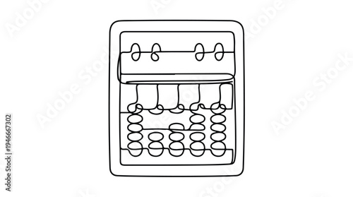 Minimalist Line Art Drawing of an Abacus.