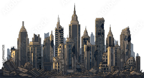 City Skyline Skyscrapers Downtown.