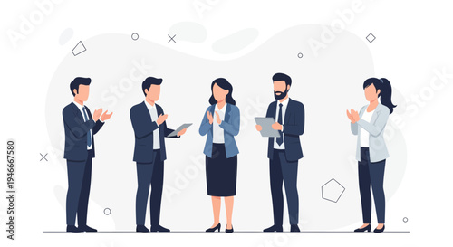 Business Team Applauding Success, Teamwork and Recognition in Office