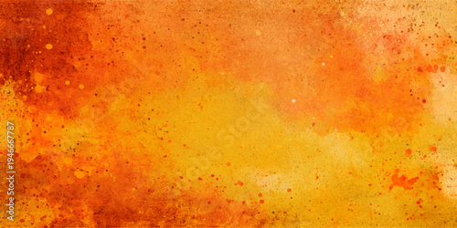 Abstract vibrant watercolor background with swirling shades of warm orange and yellow hues, capturing the essence of fire and energy, invoking feelings of warmth and creativity.