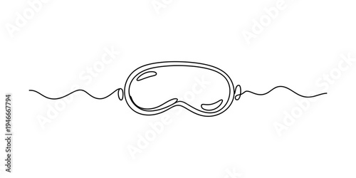 Sleep mask in continuous line drawing style for relaxation and bedtime themes. Vector, illustration