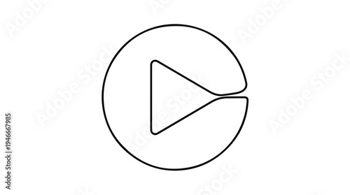 Minimalist Play Button Icon in Circle Outline.