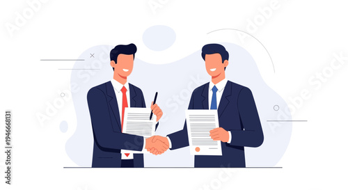 Businessmen shaking hands over contract, partnership agreement, successful deal