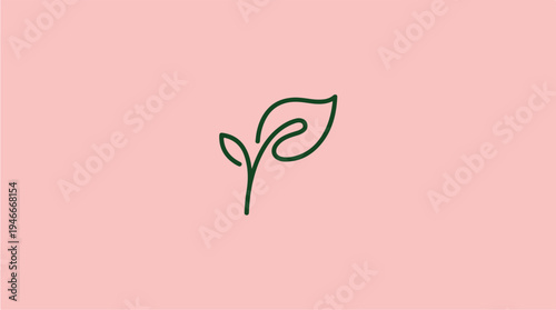 Minimalist single line drawing of a growing plant sprout.