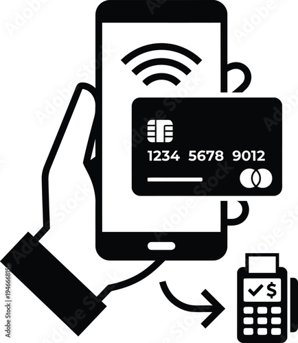 Contactless NFC Payment Using Smartphone and POS Terminal Icon