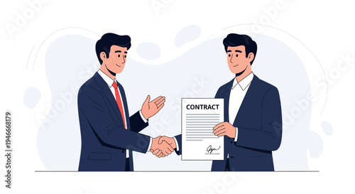 Businessmen shaking hands over contract agreement, partnership deal, successful negotiation
