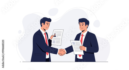 Businessmen shaking hands over documents, agreement, partnership, success, teamwork