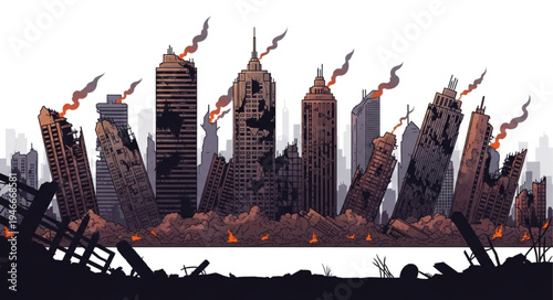 City Skyline After Dark Disaster.