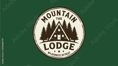 Mountain Lodge Wilderness Retreat Logo Design.