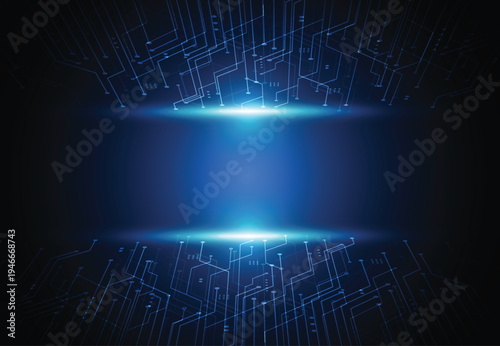 Abstract background with technology circuit board texture. Artificial intelligence electronic board. Communication and engineering concept. Vector illustration