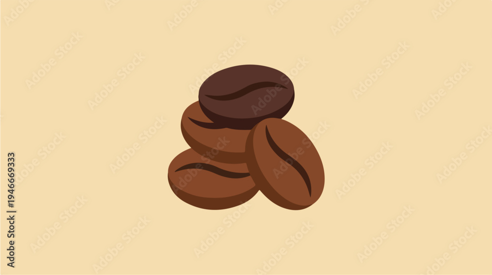 Obraz premium Pile of Roasted Coffee Beans Isolated on Beige Background.