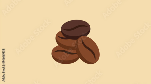 Pile of Roasted Coffee Beans Isolated on Beige Background.