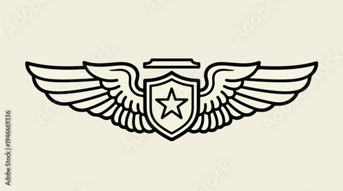 Pilot Wings Emblem with Star and Shield.